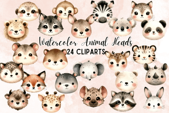24 Watercolor Animal Heads Clipart: A Visual Designer’s Review for Real Content Publishing