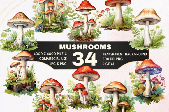 34 Mystical Mushroom Watercolor Clipart: A Designer’s Honest Review