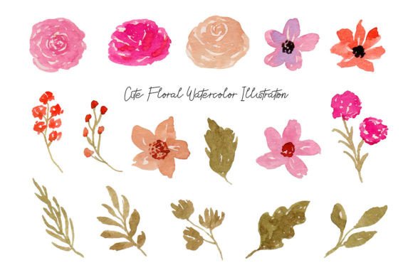 Beautiful Pink Flower Leaf Watercolor for Etsy & Digital Product Sellers