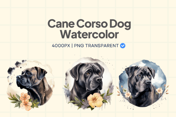Cane Corso Dog Watercolor Element PNG for Branding and Creative Projects
