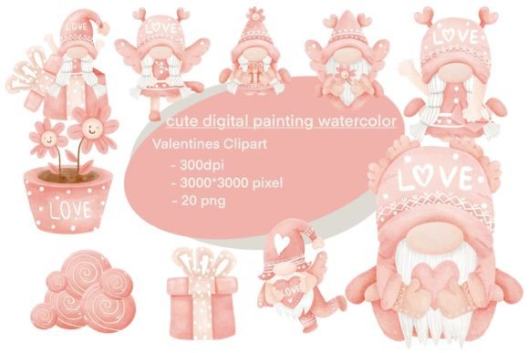 Digital Watercolor Gnomes Clipart: A Versatile Illustration for Crafters & Handmade Sellers