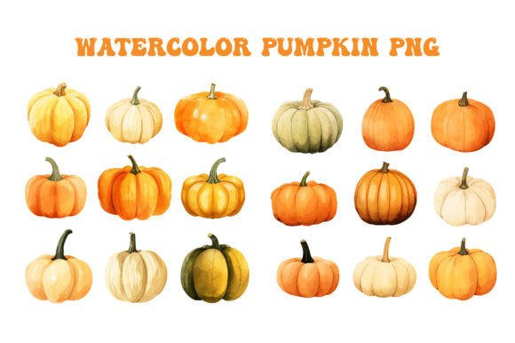 Fall Watercolor Halloween Pumpkin PNG for Editorial & Web Design Use