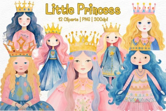 Little Princess Watercolor Sublimation Illustrations for Content Publishers