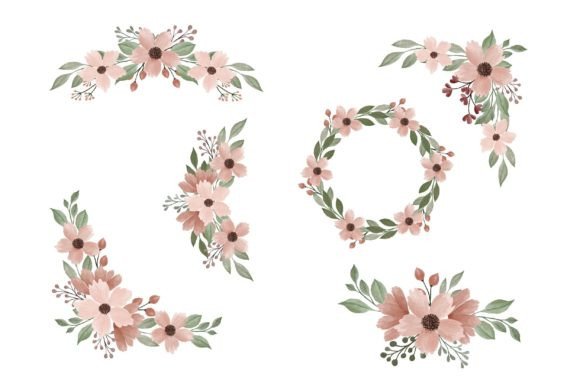 Peach Watercolor Floral Bouquet: A Versatile Illustration for Local Branding