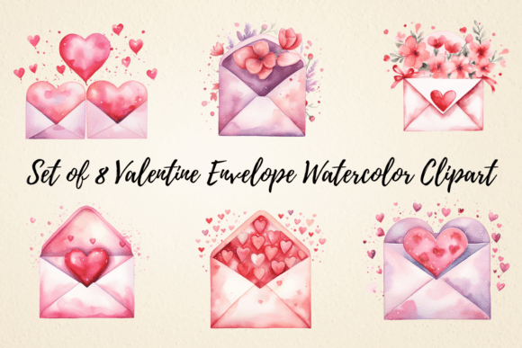 Valentine Envelope Watercolor Clipart: A Soft Touch for Romantic Branding and Seasonal Campaigns