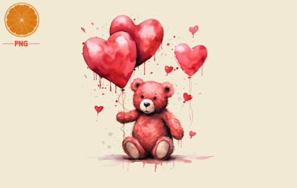 Valentine's Day Teddy Watercolor 2: A Designer's Take on This Romantic Illustration