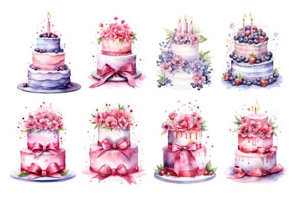 Watercolor Birthday Cake Dessert Clipart: A Designer’s Review for Local Branding Use