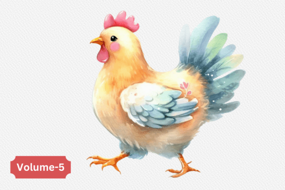 Watercolor Chicken Sublimation Volume –5: Illustrations That Bring Whimsy to Branding