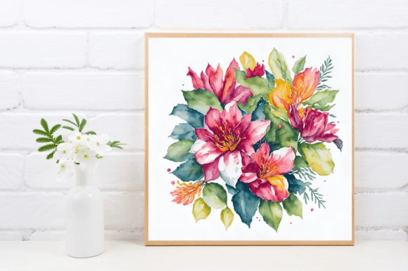 Watercolor Merry Card Superimposed Flowers: A Visual Design Asset for Bloggers and Publishers