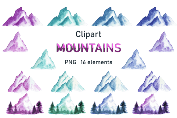 Watercolor Mountains Illustrations Clipart PNG for Crafters & Handmade Sellers