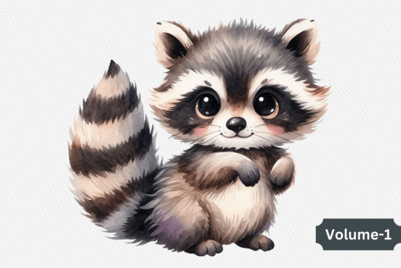 Watercolor Raccoon Clipart PNG Volume –1 for Crafters & Etsy Sellers