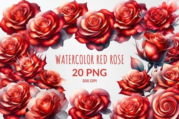 Watercolor Red Rose for Sublimation Projects
